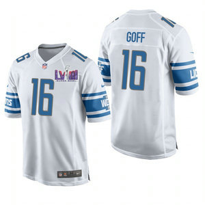 Nike Detroit Lions #16 Jared Goff White Vapor With 2024 Super Bowl (LVIII ) patch Jersey