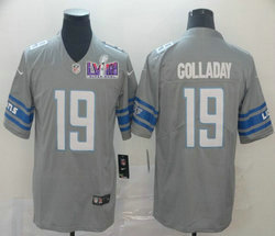 Nike Detroit Lions #19 Kenny Golladay Grey Gold Rush With 2024 Super Bowl (LVIII ) patch Jersey