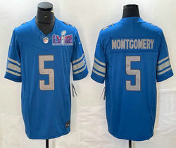 Nike Detroit Lions #5 David Montgomery Blue 2023 F.U.S.E.With 2024 Super Bowl (LVIII ) patch Jersey