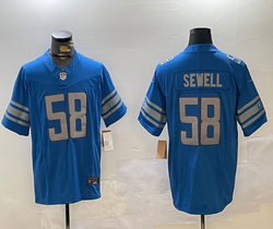 Nike Detroit Lions #58 Penei Sewell Blue F.U.S.E. Authentic Stitched NFL Jersey