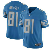 Nike Detroit Lions #81 Calvin Johnson Blue Vapor Untouchable Authentic Stitched NFL Jersey