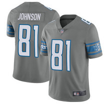 Nike Detroit Lions #81 Calvin Johnson Grey Gold Rush Limited Authentic Stitched NFL Jersey