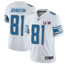 Nike Detroit Lions #81 Calvin Johnson White Vapor Untouchable With 2024 Super Bowl (LVIII ) patch Jersey