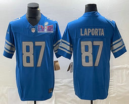 Nike Detroit Lions #87 Aidan Hutchinson Blue 2023 F.U.S.E. With 2024 Super Bowl (LVIII ) patch Jersey