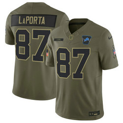 Nike Detroit Lions #87 Sam LaPorta Olive 2025 Salute To Service Stitched Football Jersey