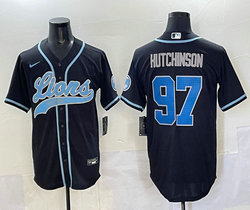 Nike Detroit Lions #97 Aidan Hutchinson Black Joint Authentic Stitched baseball jersey