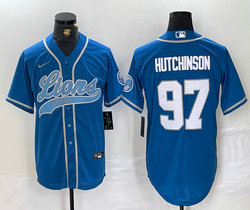 Nike Detroit Lions #97 Aidan Hutchinson Blue Joint Authentic Stitched baseball jersey