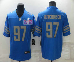 Nike Detroit Lions #97 Aidan Hutchinson Blue Vapor Untouchable With 2024 Super Bowl (LVIII ) patch Jersey