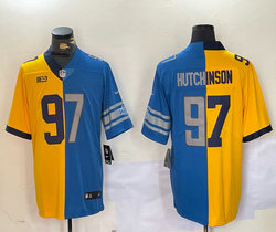 Nike Detroit Lions #97 Aidan Hutchinson Blue and Gold Authentic Stitched NFL Jersey