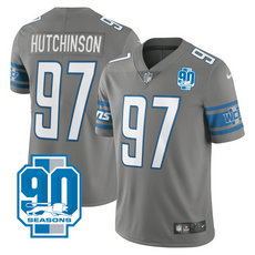 Nike Detroit Lions #97 Aidan Hutchinson Gray 90th Anniversary 2023 F.U.S.E.Authentic Stitched NFL Jersey