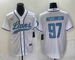 Nike Detroit Lions #97 Aidan Hutchinson White Joint Authentic Stitched baseball jersey