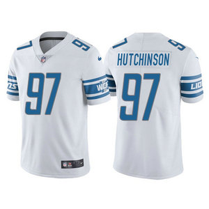 Nike Detroit Lions #97 Aidan Hutchinson White Vapor Untouchable Authentic Stitched NFL Jersey