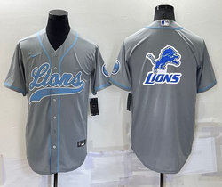 Nike Detroit Lions Blank Gray Joint adults Big Logo Authentic Stitched baseball jersey