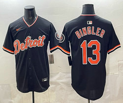 Nike Detroit Tigers #13 Dillon Dingler Black 2026 Arm with Logo Authentic Stitched MLB Jersey