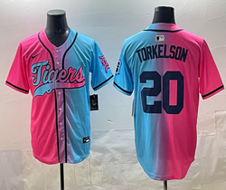 Nike Detroit Tigers #20 Spencer Torkelson Pink and Blue Joint MLB Jersey