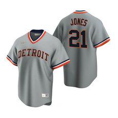 Nike Detroit Tigers #21 JaCoby Jones Gray Cooperstown Collection Authentic Stitched MLB Jersey