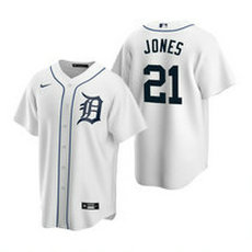 Nike Detroit Tigers #21 JaCoby Jones White Game Authentic Stitched MLB Jersey