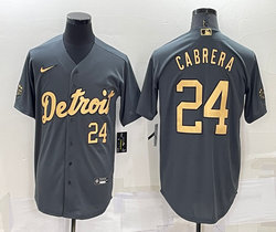 Nike Detroit Tigers #24 Miguel Cabrera Charcoal #24 in front 2022 All Star Authentic Stitched MLB Jersey