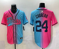 Nike Detroit Tigers #24 Miguel Cabrera Pink and Blue Joint MLB Jersey