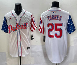 Nike Detroit Tigers #25 Gleyber Torres White flag Red Number Joint MLB Jersey