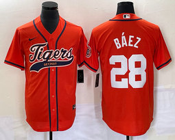 Nike Detroit Tigers #28 Javier Baez Orange Joint Stitched MLB Jersey