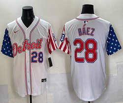 Nike Detroit Tigers #28 Javier Baez White flag Red Number Joint MLB Jersey