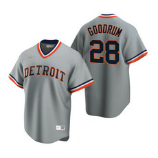 Nike Detroit Tigers #28 Niko Goodrum Gray Cooperstown Collection Authentic Stitched MLB Jersey