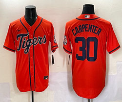 Nike Detroit Tigers #30 Kerry Carpenter Orange Navy number Joint baseball jersey