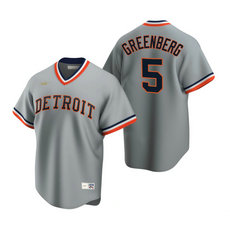 Nike Detroit Tigers #5 Hank Greenberg Gray Cooperstown Collection Authentic Stitched MLB Jersey