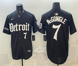 Nike Detroit Tigers #7 Kevin McGonigle Black Motor Gothic Edition Jersey