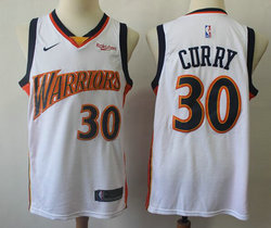 Nike Golden State Warrior #30 Stephen Curry White Game Lightning version Throwback Authentic Stitched NBA Jersey