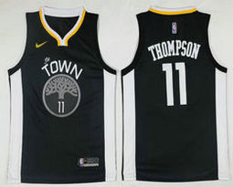 Nike Golden State Warriors #11 Klay Thompson Black Game Authentic Stitched NBA Jersey