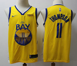 Nike Golden State Warriors #11 Klay Thompson Gold Game Finished Statement Edition With Advertising patch Authentic Stitched NBA Jerseys