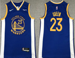 Nike Golden State Warriors #23 Draymond Blue 21-22 75th anniversary With Advertising Authentic Stitched NBA jersey