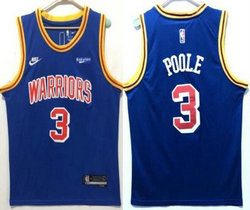 Nike Golden State Warriors #3 Jordan Poole Blue Throwback With Advertising Authentic Stitched NBA jersey