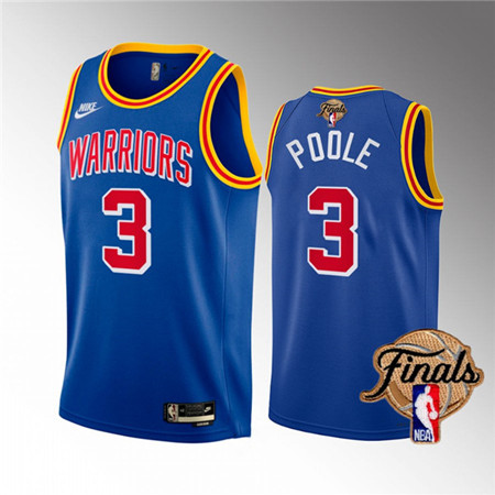 Nike Golden State Warriors #3 Jordan Poole Blue Throwback 2022 Finals Authentic Stitched NBA jersey