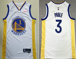 Nike Golden State Warriors #3 Jordan Poole White 75th anniversary With Advertising Authentic Stitched NBA jersey