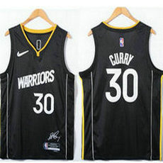 Nike Golden State Warriors #30 Stephen Curry Black 75th anniversary MVP Authentic Stitched NBA Jersey