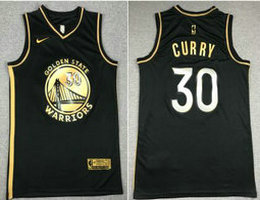 Nike Golden State Warriors #30 Stephen Curry Black Gold 2020-21 Authentic Stitched NBA Jersey