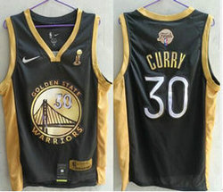 Nike Golden State Warriors #30 Stephen Curry Black Gold Champion 21-22 Authentic Stitched NBA jersey
