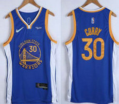 Nike Golden State Warriors #30 Stephen Curry Blue 75th anniversary With Advertising Authentic Stitched NBA jersey