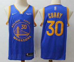 Nike Golden State Warriors #30 Stephen Curry Blue Game Finished Icon Edition With Advertising patch Authentic Stitched NBA Jerseys