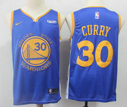 Nike Golden State Warriors #30 Stephen Curry Blue Game With New Advertising Authentic Stitched NBA Jersey