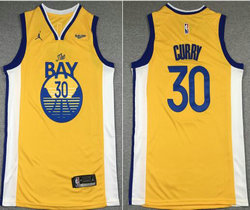Jordan Golden State Warriors #30 Stephen Curry Gold 20-21 BAY Authentic Stitched NBA jersey