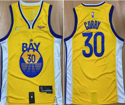 Nike Golden State Warriors #30 Stephen Curry Gold 75th anniversary With Advertising Authentic Stitched NBA jersey