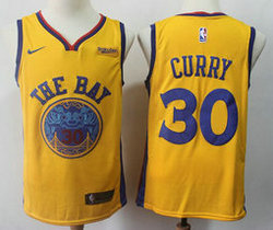 Nike Golden State Warriors #30 Stephen Curry Gold City Game With New Advertising Authentic Stitched NBA Jersey