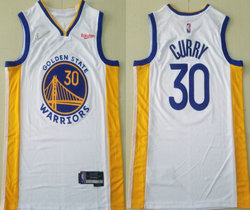 Nike Golden State Warriors #30 Stephen Curry White 75th anniversary With Advertising Authentic Stitched NBA jersey