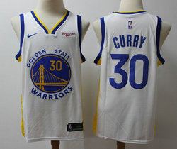 Nike Golden State Warriors #30 Stephen Curry White Game With Advertising patch Authentic Stitched NBA Jerseys