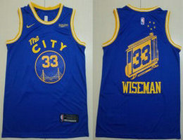 Nike Golden State Warriors #33 James Wiseman Blue 20-21 With Advertising Stitched NBA jersey