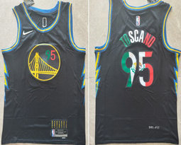 Nike Golden State Warriors #95 Juan Toscano-Anderson Black City 75th anniversary With Advertising Authentic Stitched NBA jersey